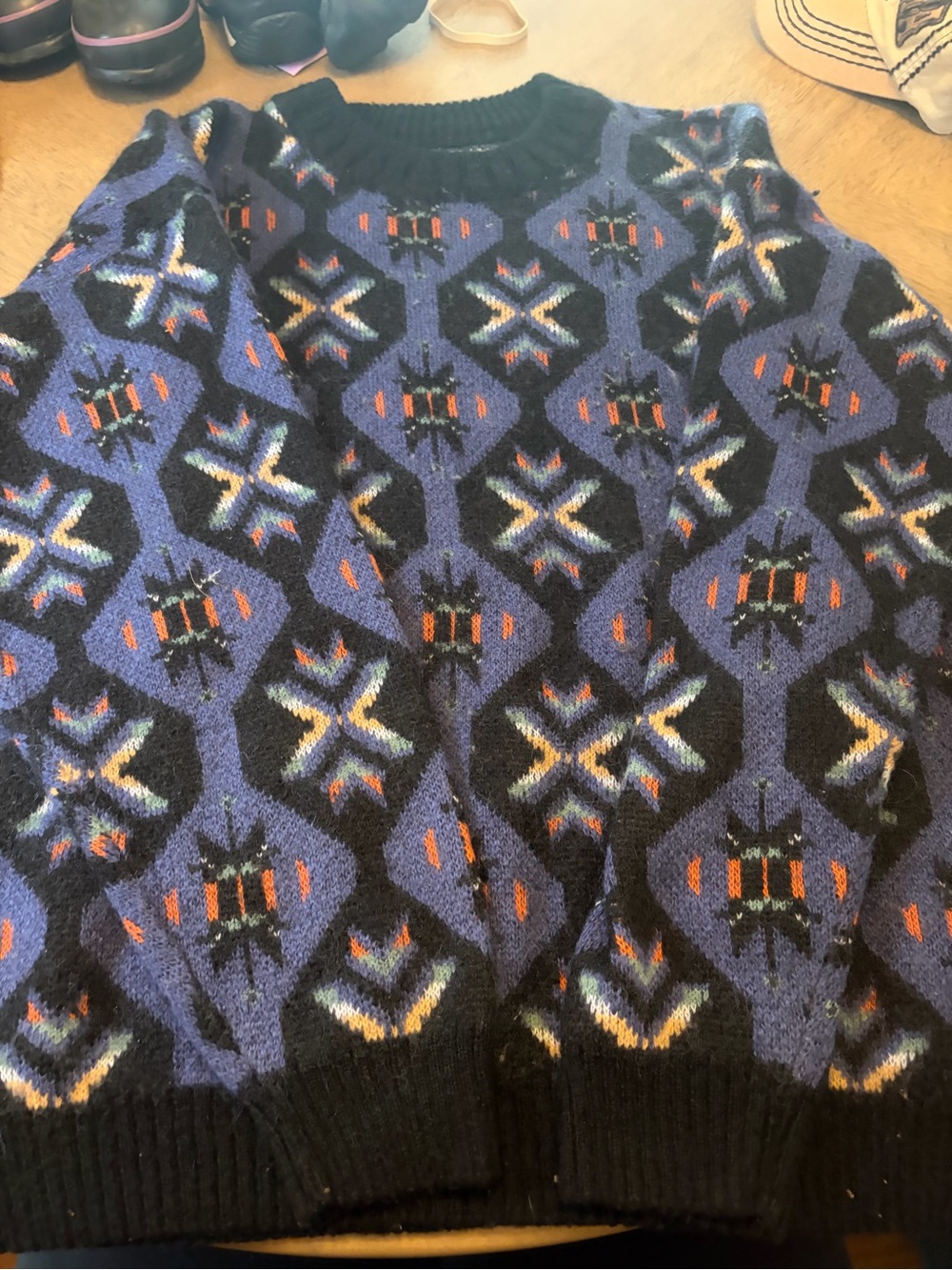 Men's Blue Geometric Crewneck Sweater
